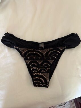PQ Swim Black Lace-Overlay Bikini Bottom